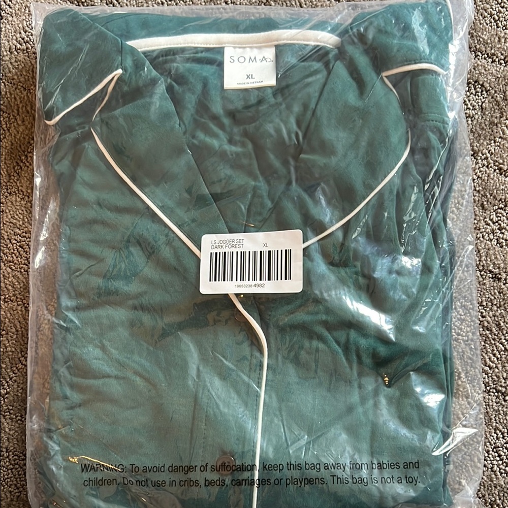 Soma Dark Forest Green Jogger Pajama Set - XL
